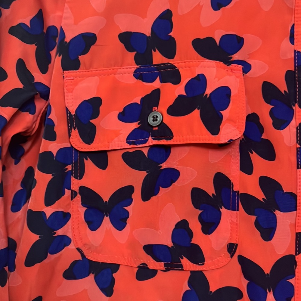 GAP Pintuck Flat Collar Button Up Butterfly Design Long Sleeves Top - Picture 3 of 8
